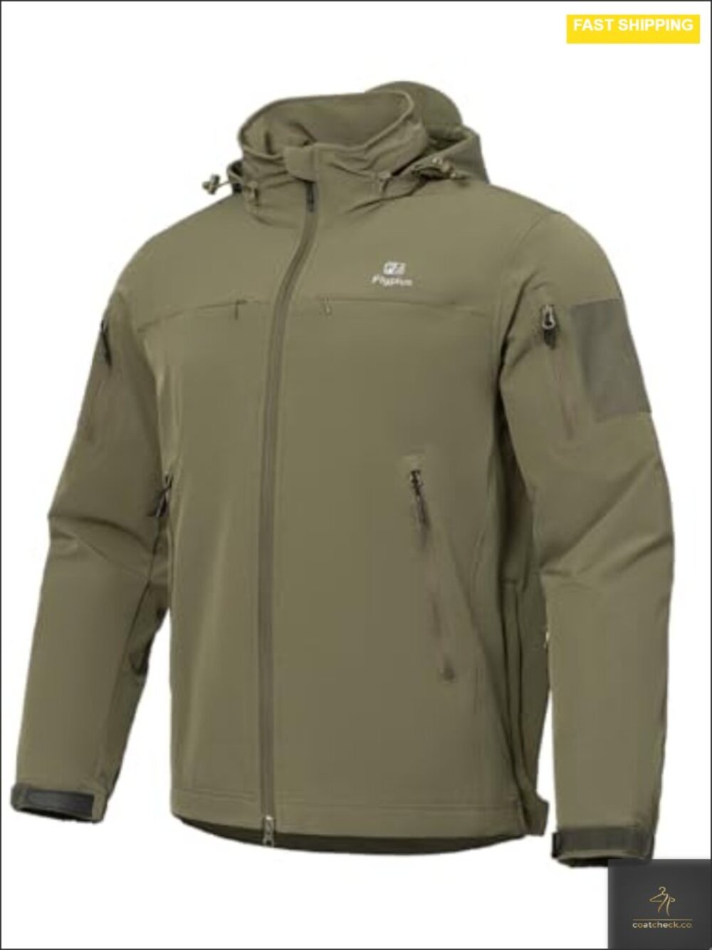Water-Resistant Tactical Hooded Jacket with 9 Pockets for Men, Windproof